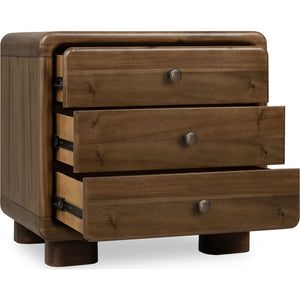 Boka Three Drawer Acacia Wood Nightstand in Impala