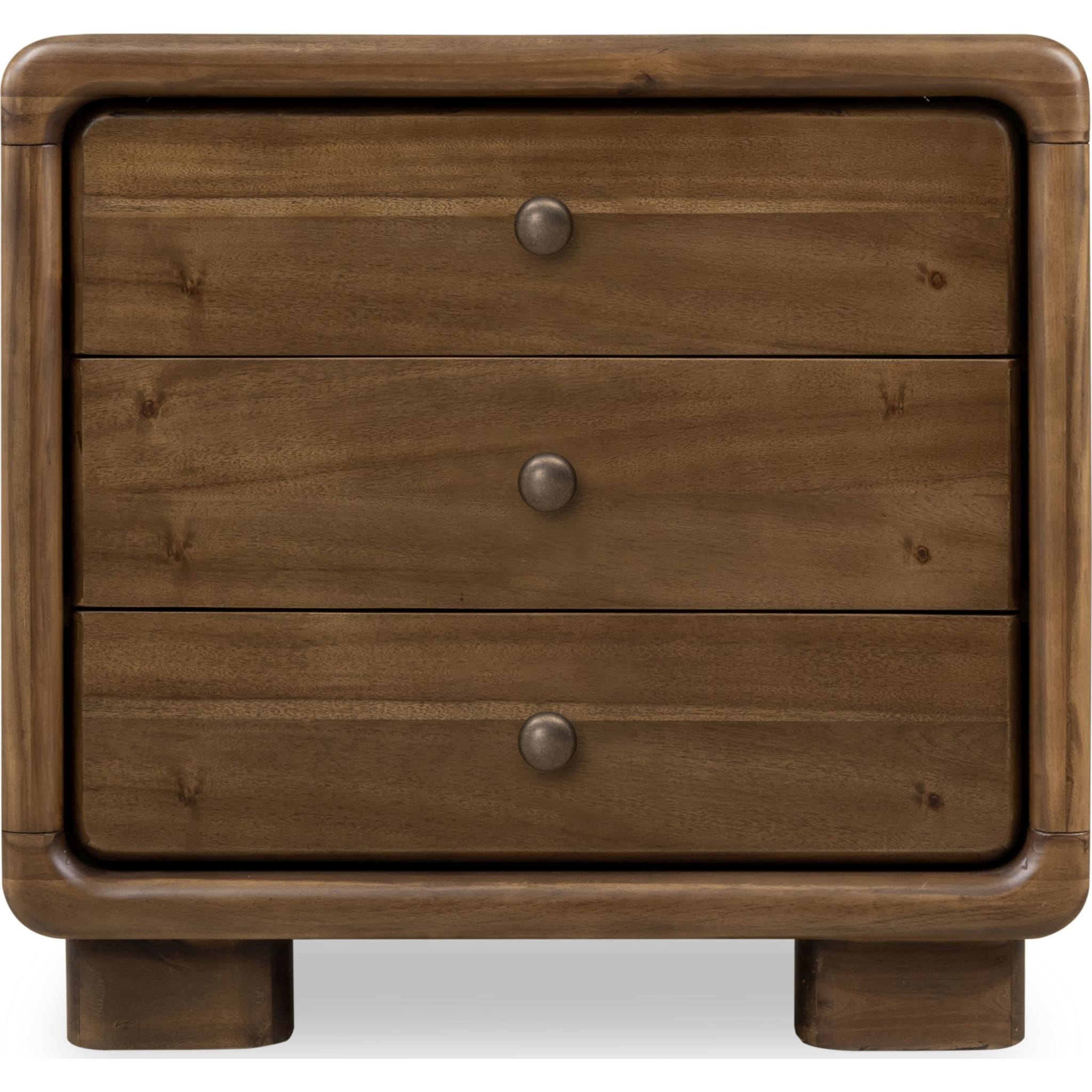 Boka Three Drawer Acacia Wood Nightstand in Impala