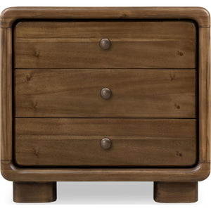 Boka Three Drawer Acacia Wood Nightstand in Impala