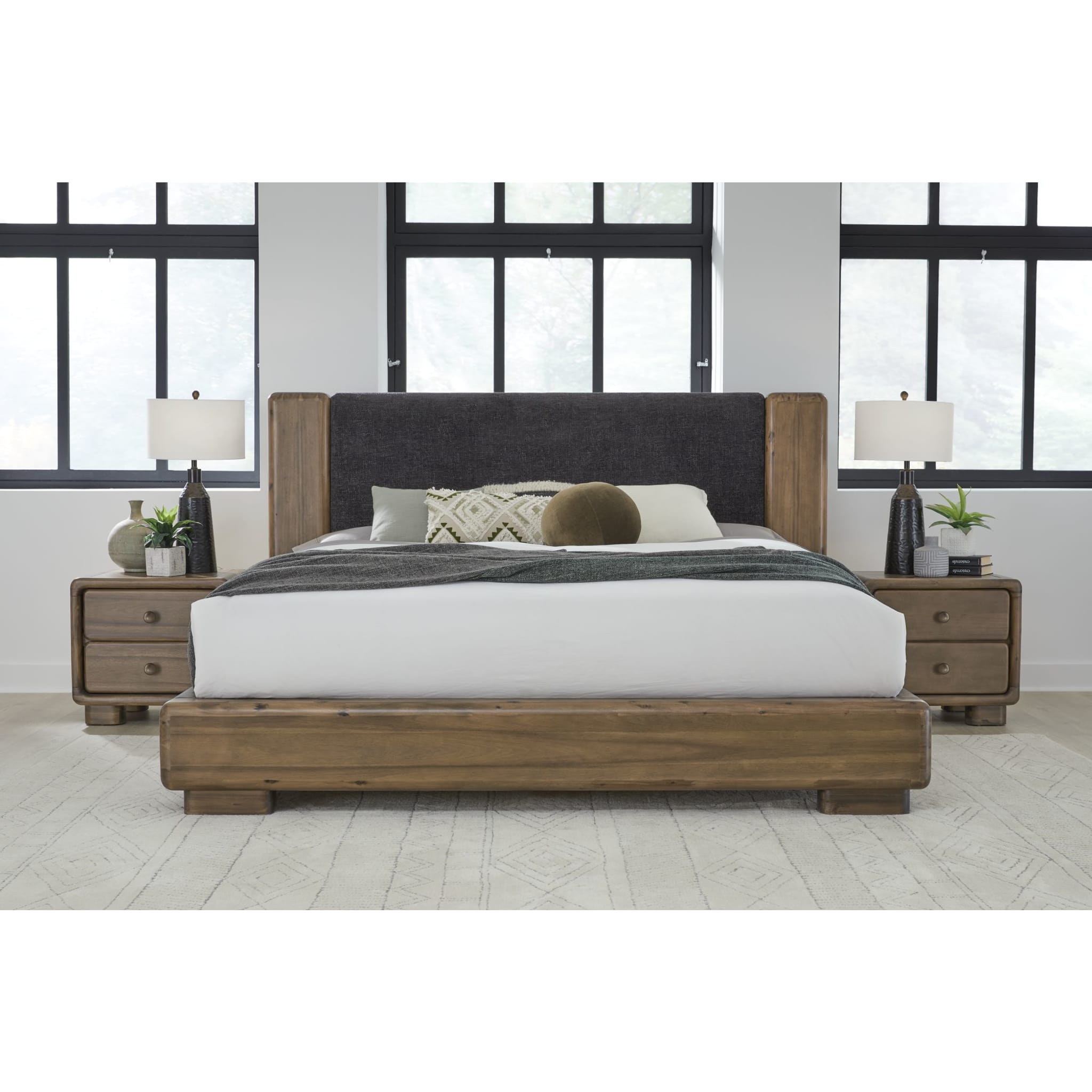 Boka Two Drawer Acacia Wood Nightstand in Impala