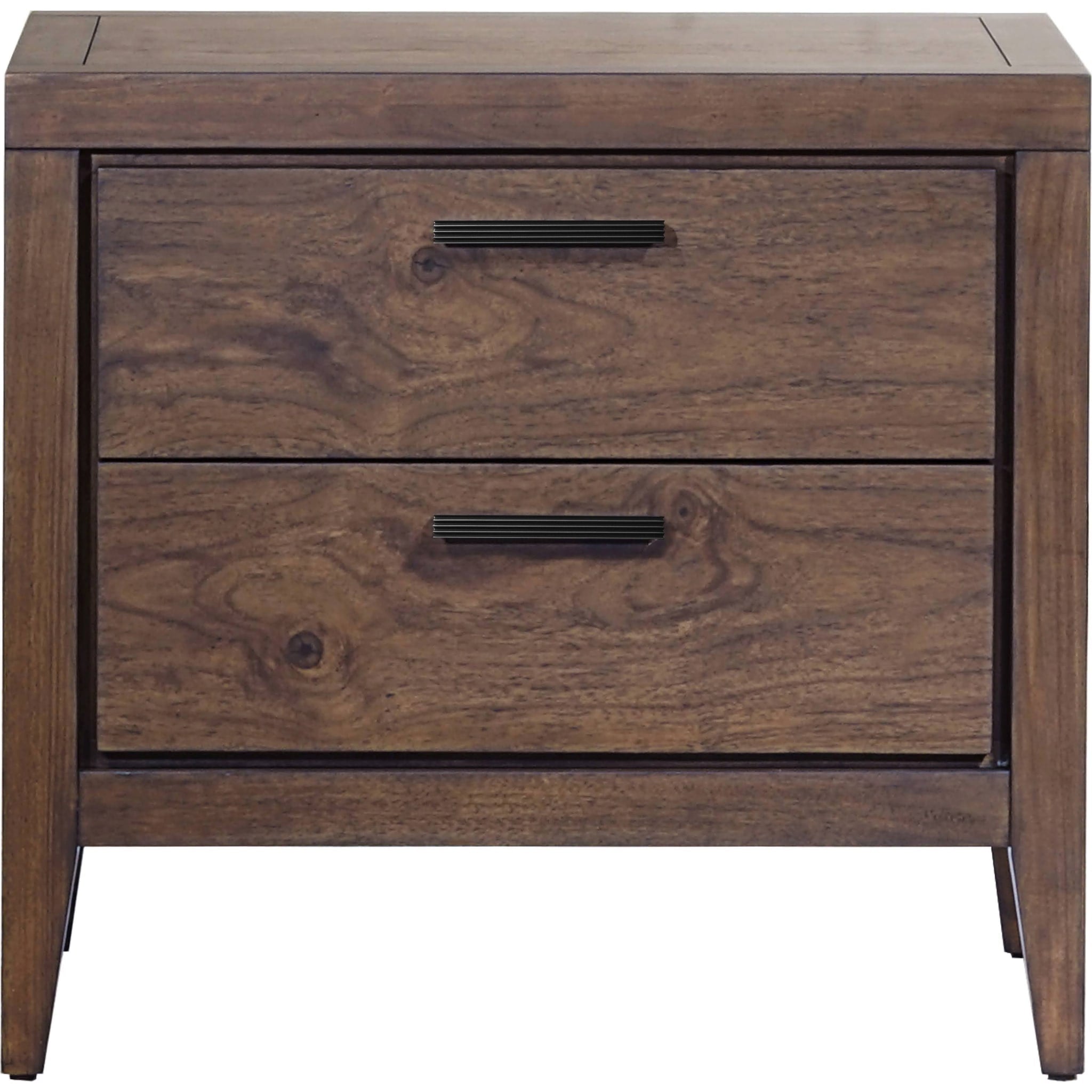 Boracay Two Drawer USB Charging Nightstand in Wild Oats Brown