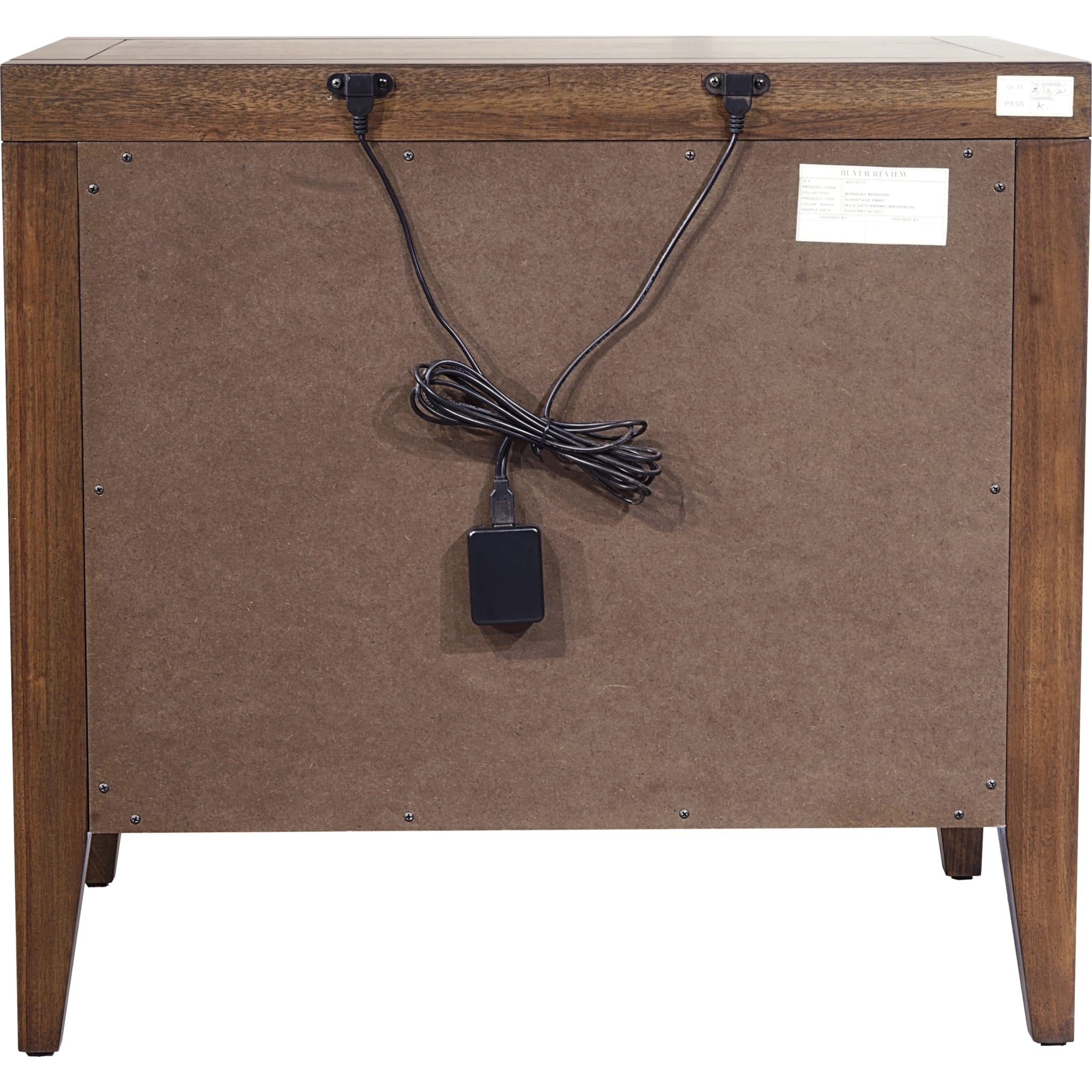 Boracay Two Drawer USB Charging Nightstand in Wild Oats Brown