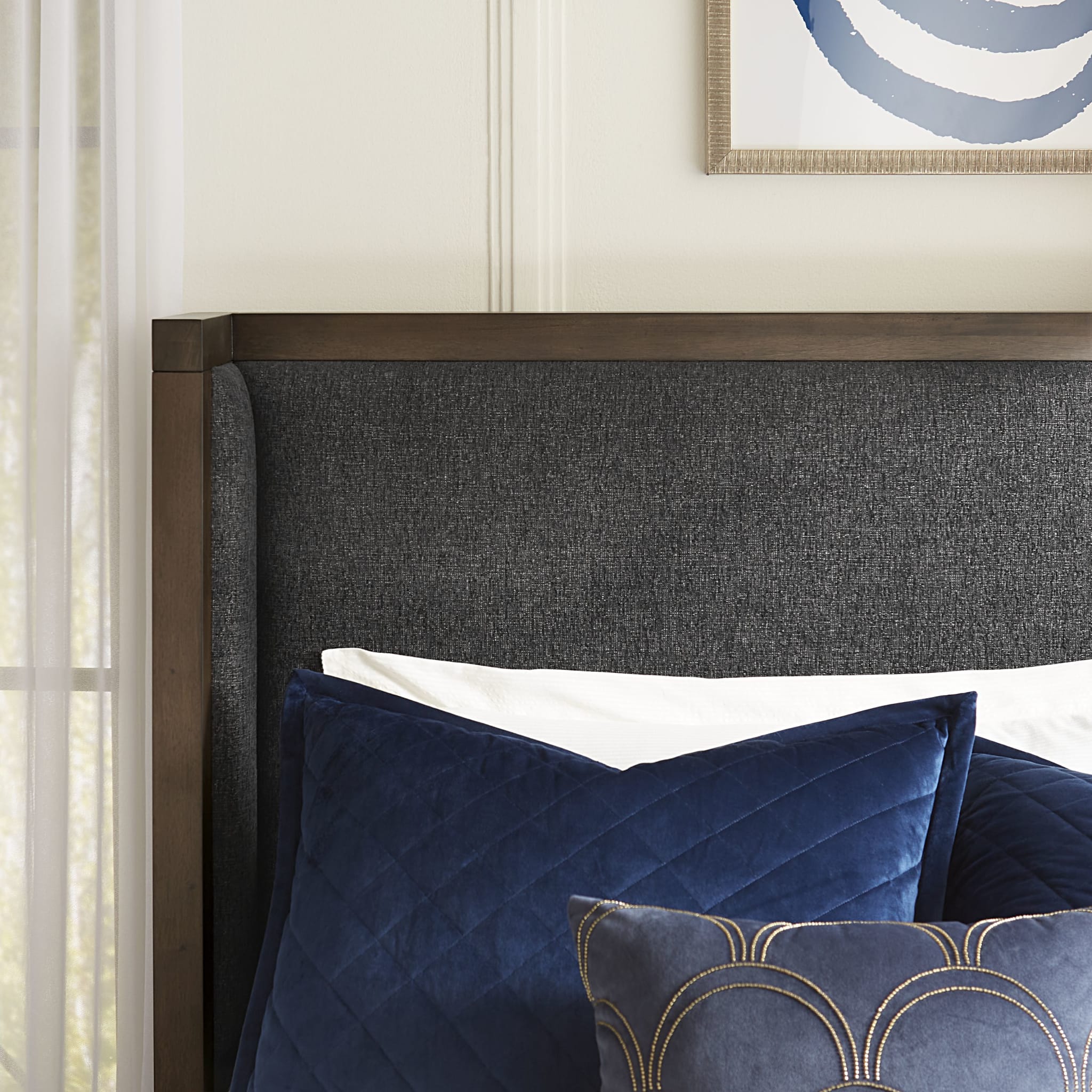 Boracay Upholstered Wingback Storage Bed in Wild Oats Brown