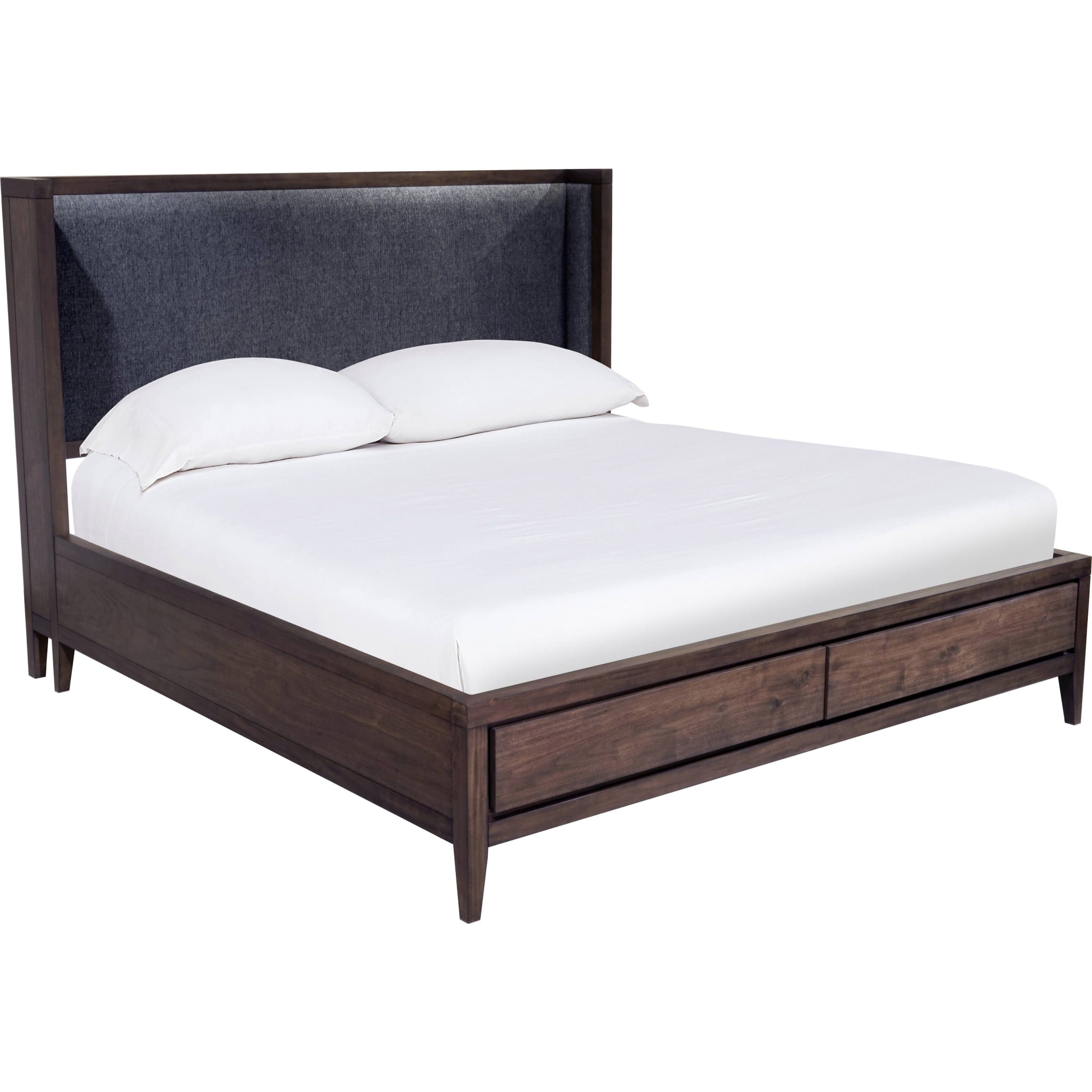 Boracay Upholstered Wingback Storage Bed in Wild Oats Brown