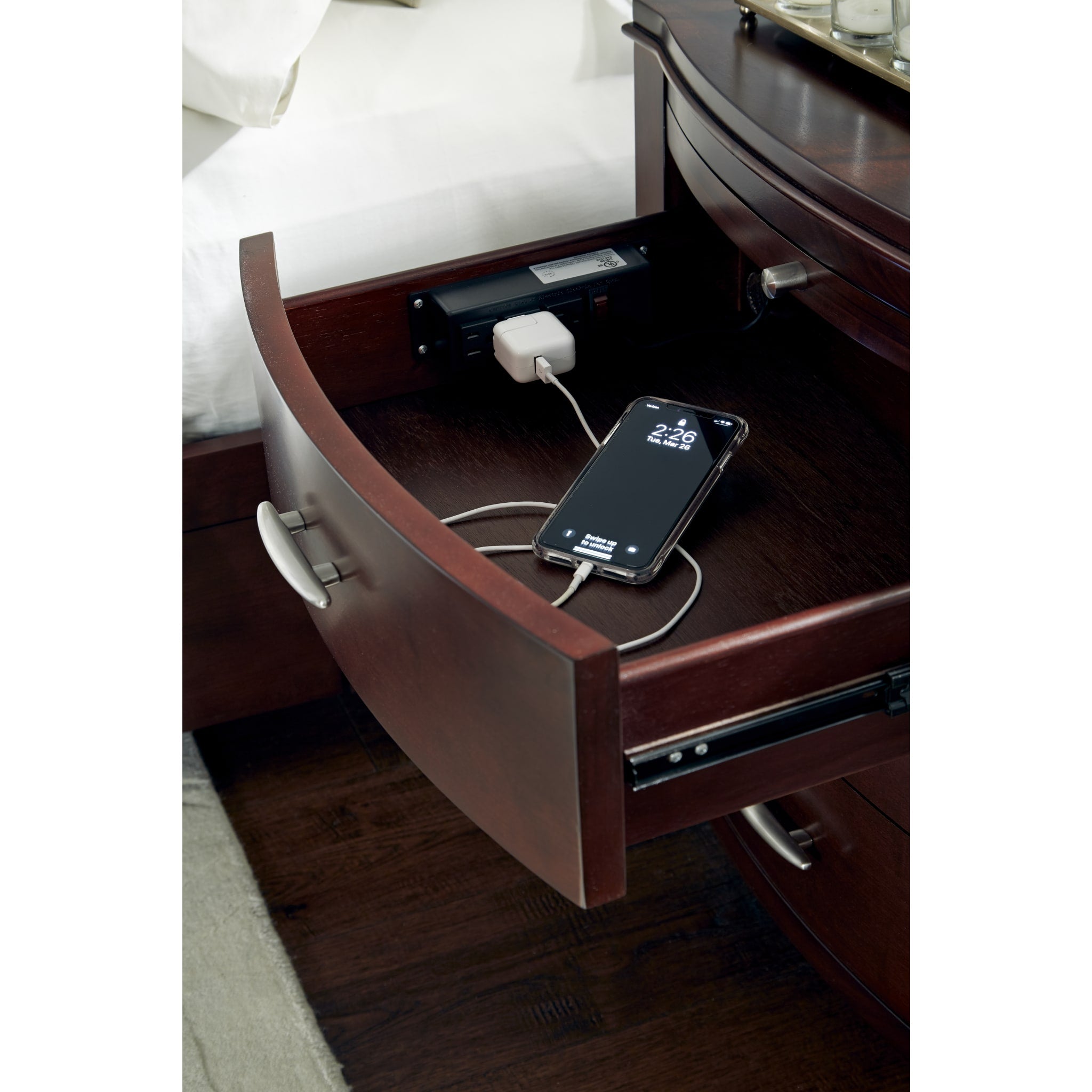 Brighton Charging Station Nightstand in Cinnamon
