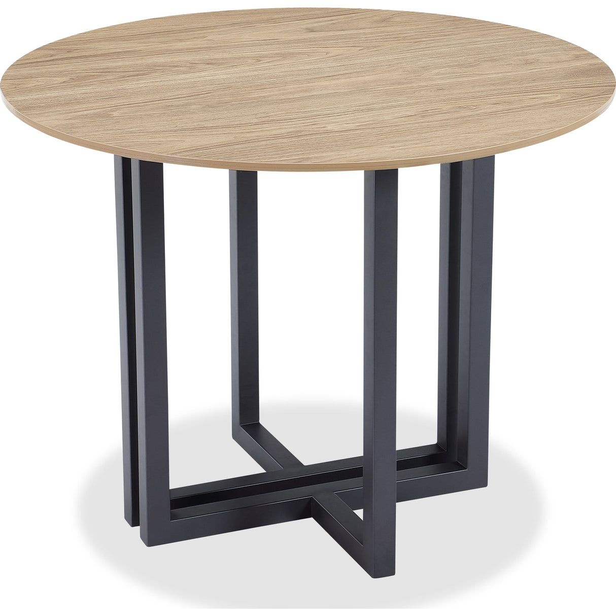 CEO Wood Pattern Round Sintered Stone Dining Table in Gunmetal and Washed Oak