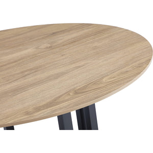 CEO Wood Pattern Round Sintered Stone Dining Table in Gunmetal and Washed Oak