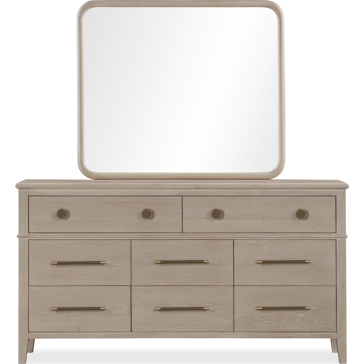 Camden Eight Drawer Oak Wood Dresser in Chai