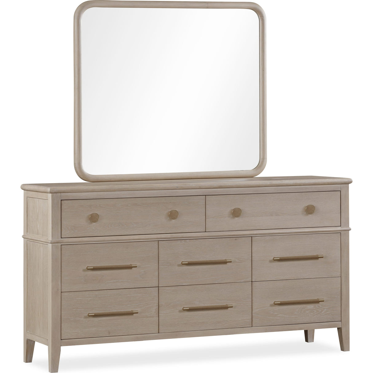 Camden Eight Drawer Oak Wood Dresser in Chai