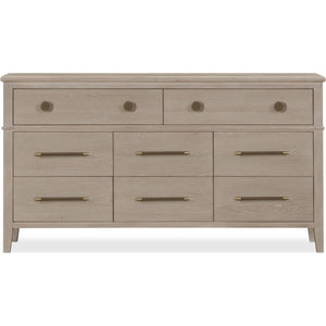 Camden Eight Drawer Oak Wood Dresser in Chai