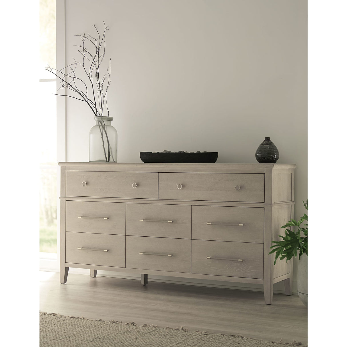 Camden Eight Drawer Oak Wood Dresser in Chai