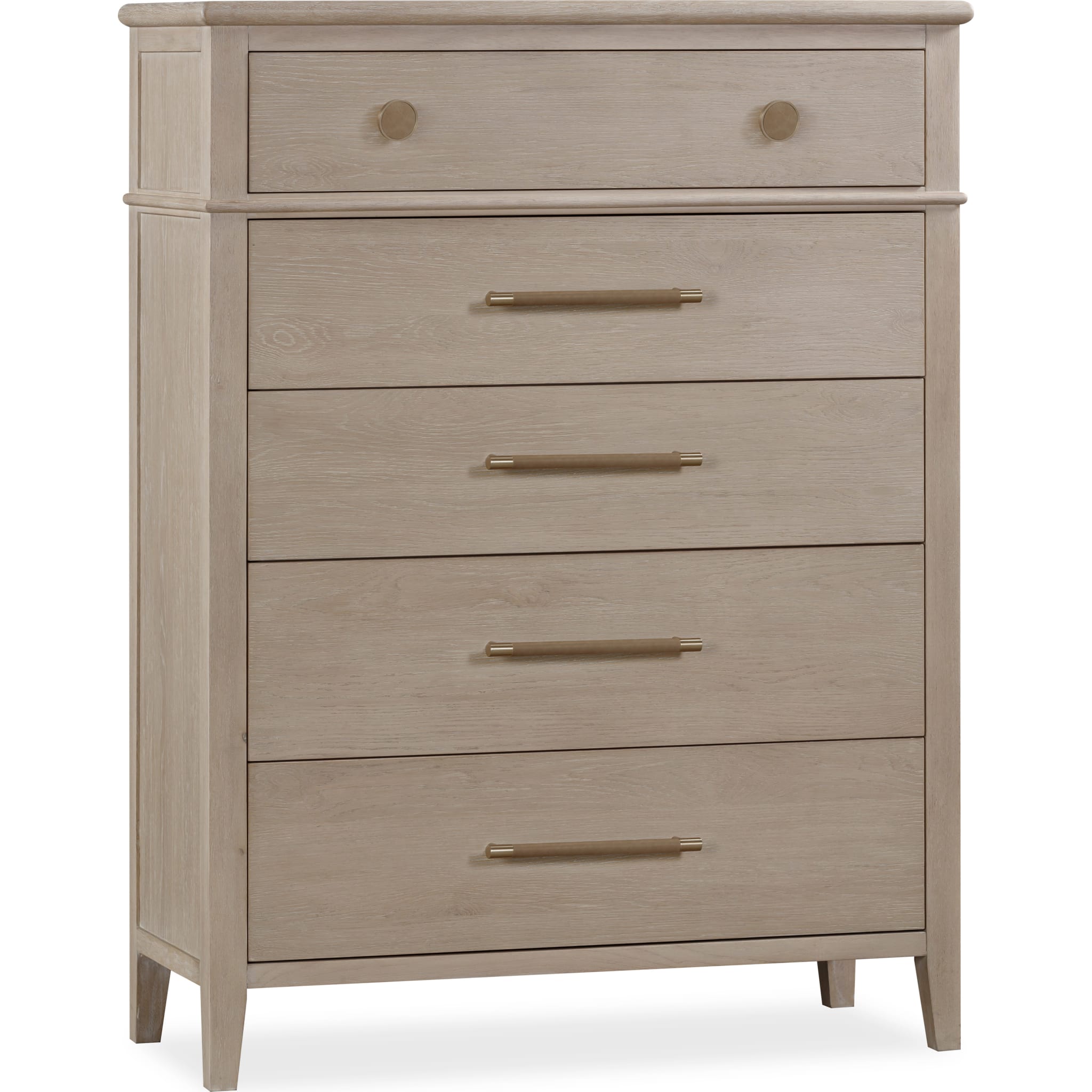 Camden Five Drawer Oak Wood Chest in Chai
