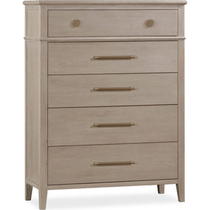 Camden Five Drawer Oak Wood Chest in Chai