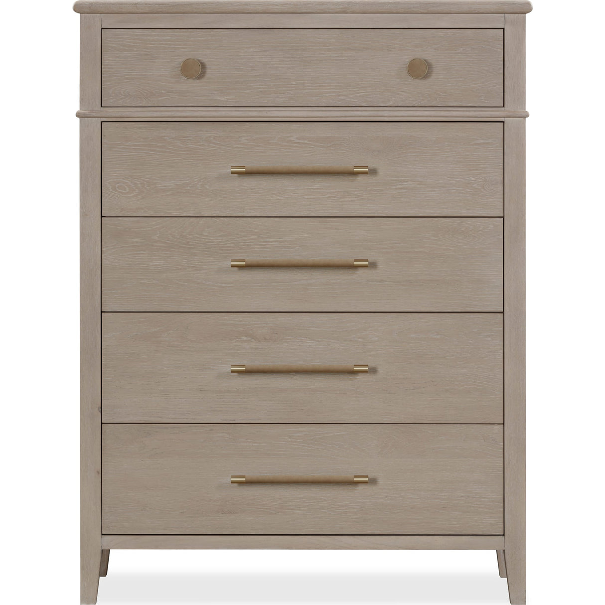 Camden Five Drawer Oak Wood Chest in Chai