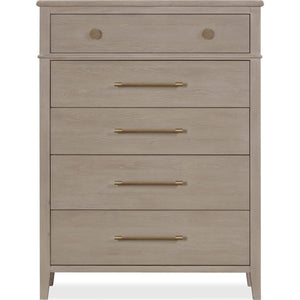Camden Five Drawer Oak Wood Chest in Chai