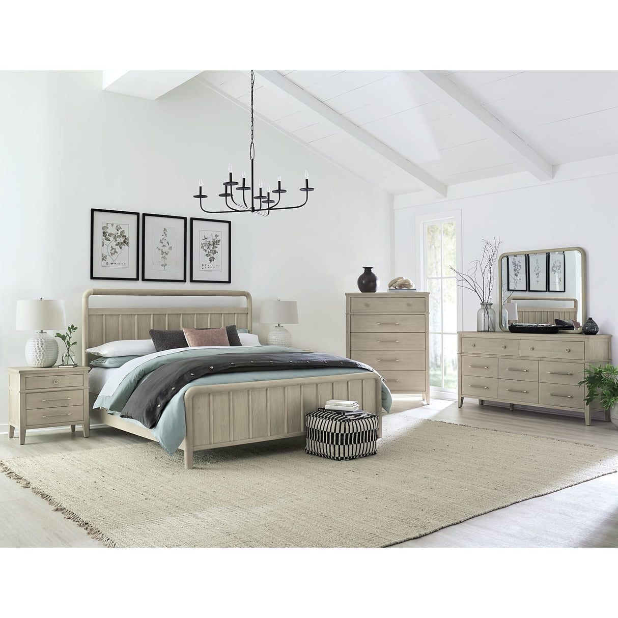 Camden Five Drawer Oak Wood Chest in Chai