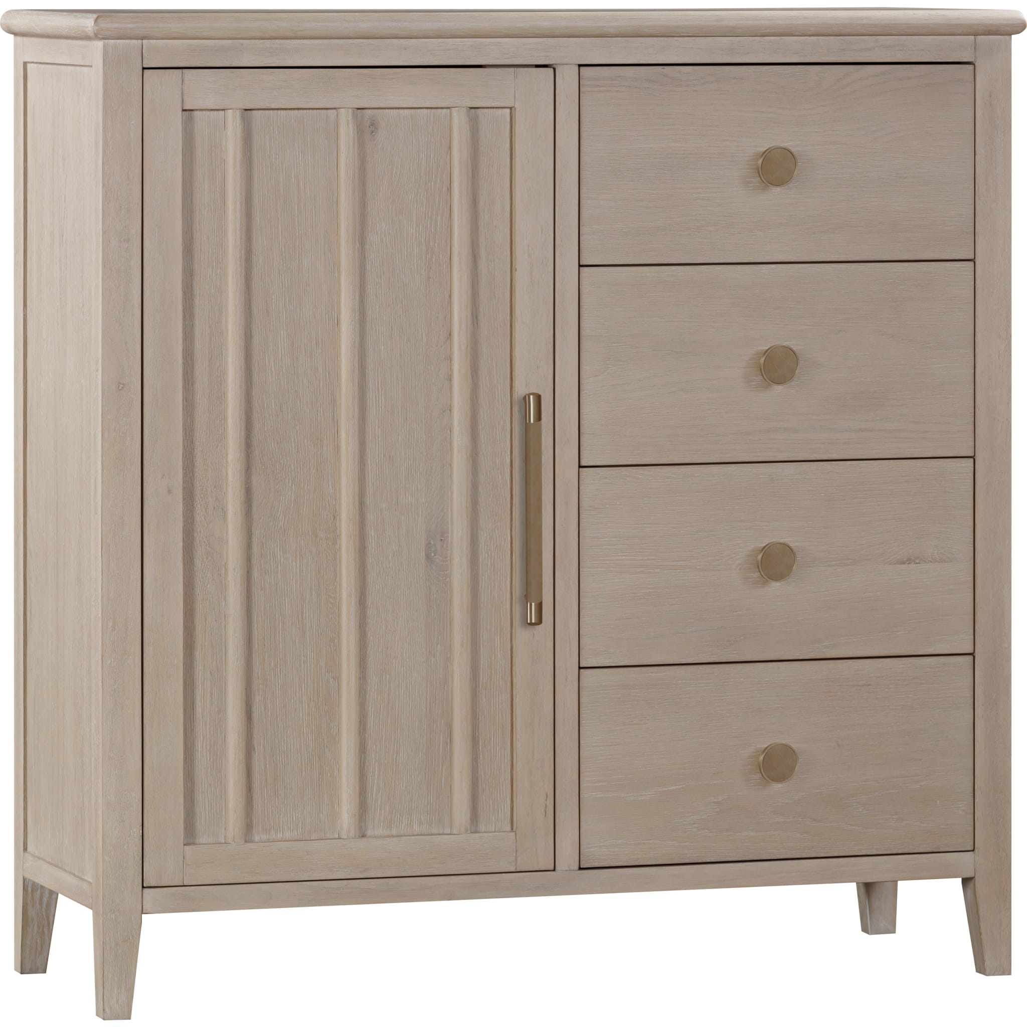 Camden Six Drawer One Door Oak Wood Chest in Chai