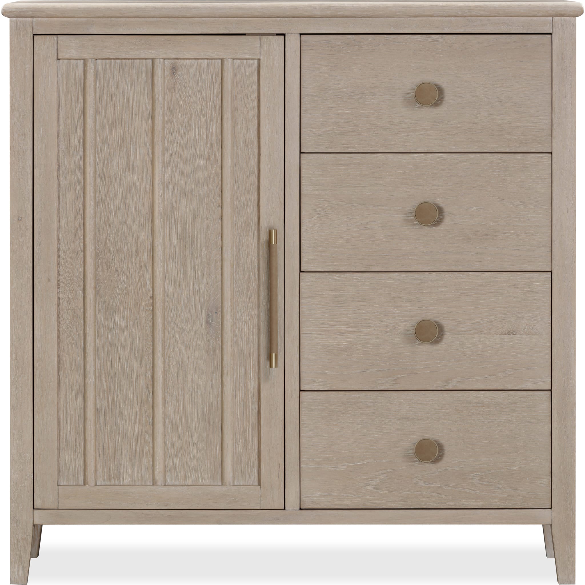 Camden Six Drawer One Door Oak Wood Chest in Chai