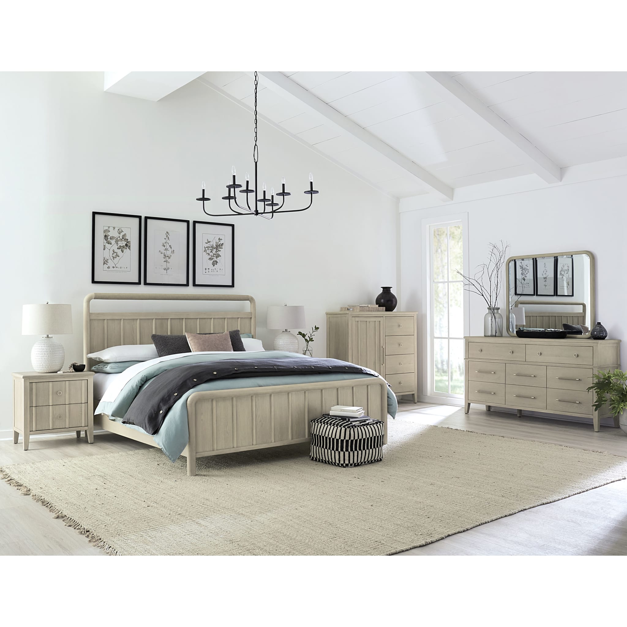 Camden Six Drawer One Door Oak Wood Chest in Chai