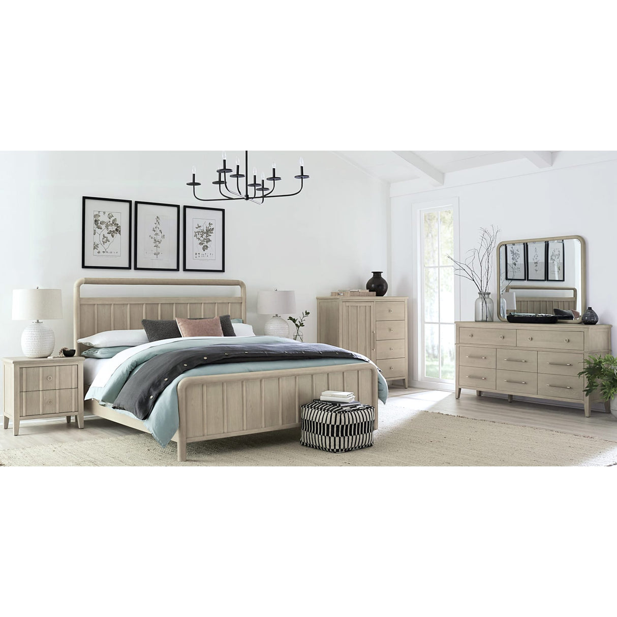 Camden Six Drawer One Door Oak Wood Chest in Chai