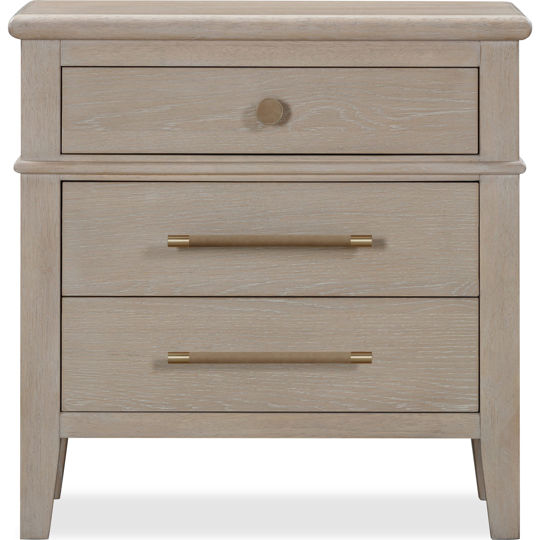 Camden Three Drawer Oak Wood Nightstand in Chai