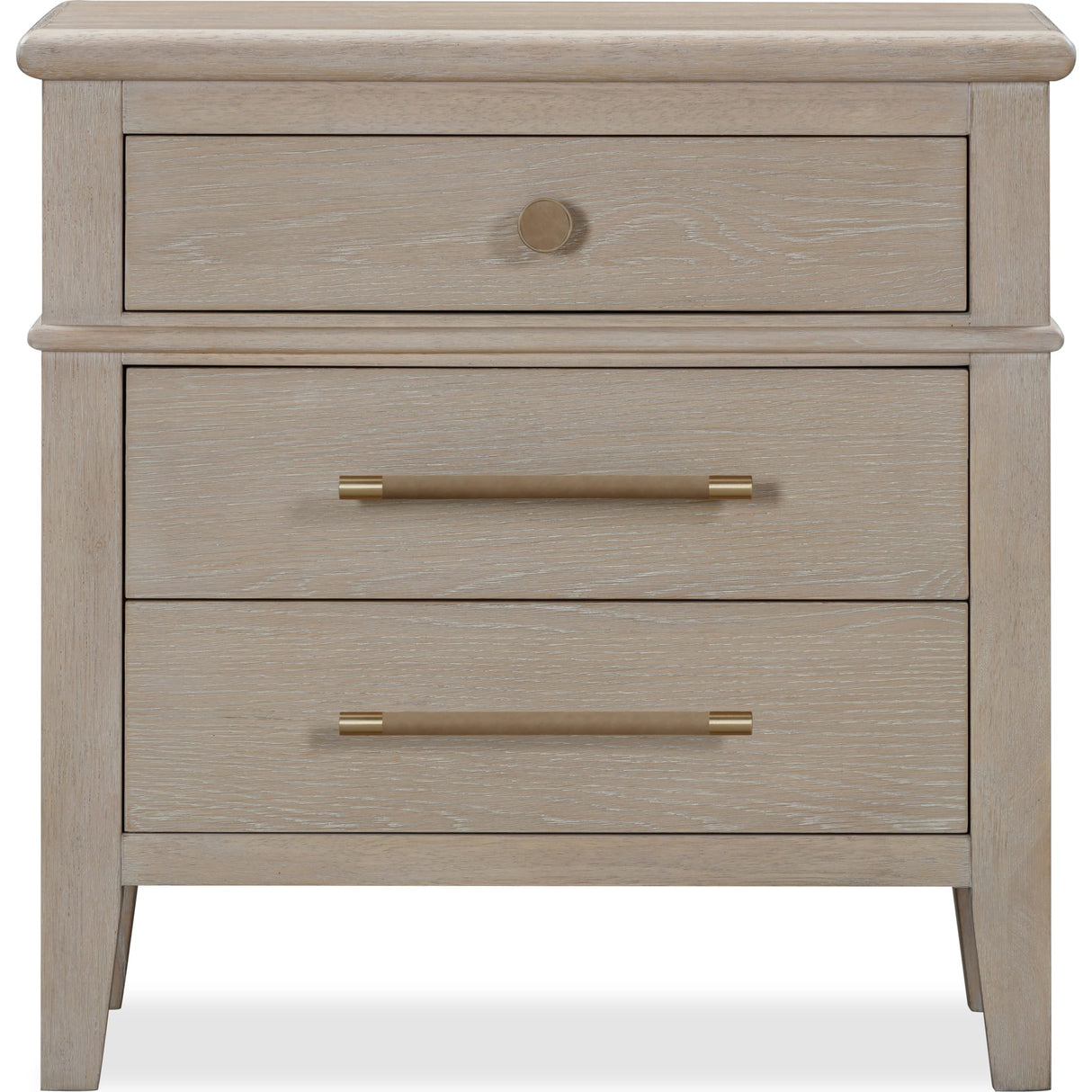 Camden Three Drawer Oak Wood Nightstand in Chai