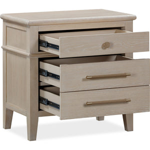 Camden Three Drawer Oak Wood Nightstand in Chai