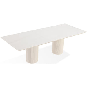 Cannon Stone Top Double Pedestal Extension Dining Table with Ivory Wood Base