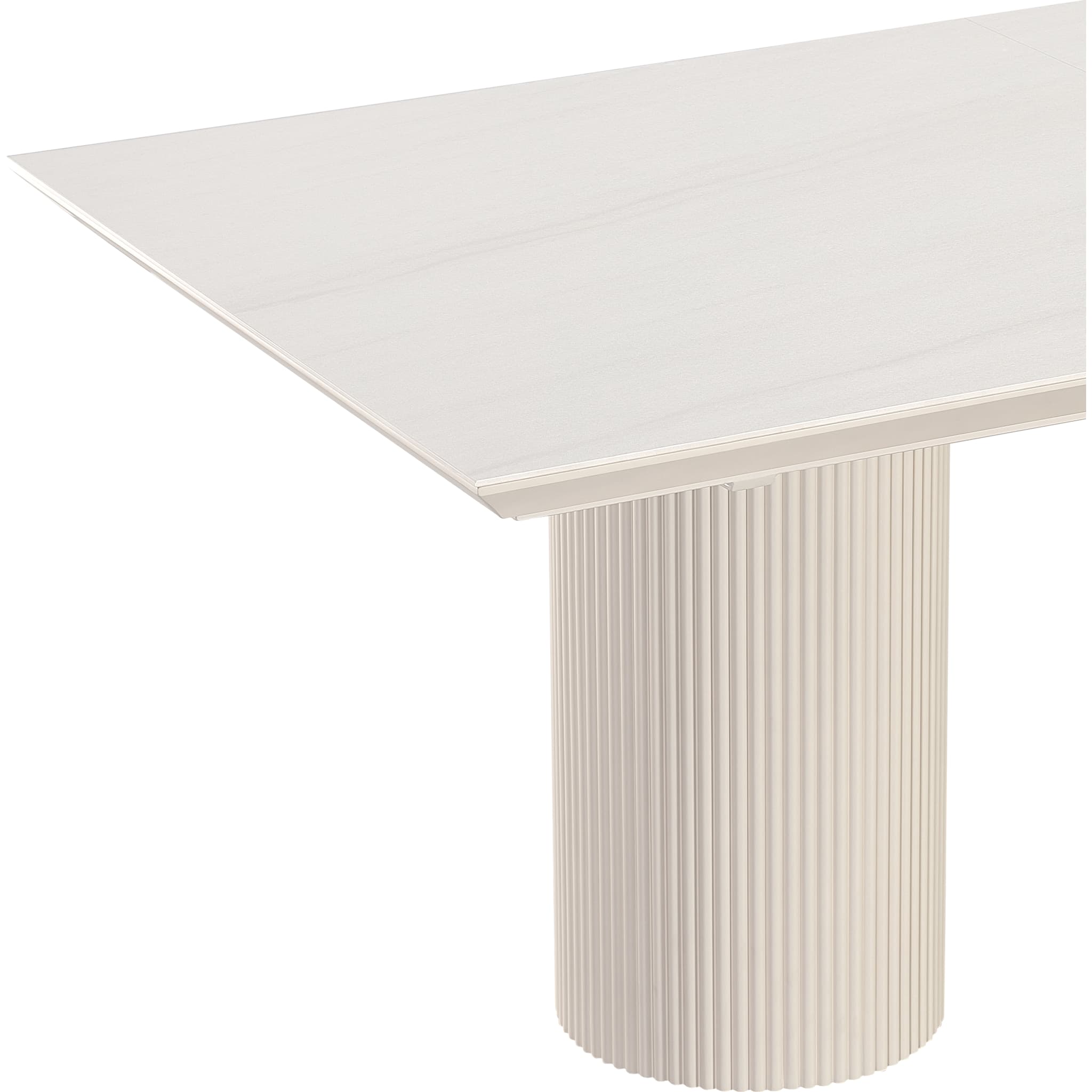 Cannon Stone Top Double Pedestal Extension Dining Table with Ivory Wood Base