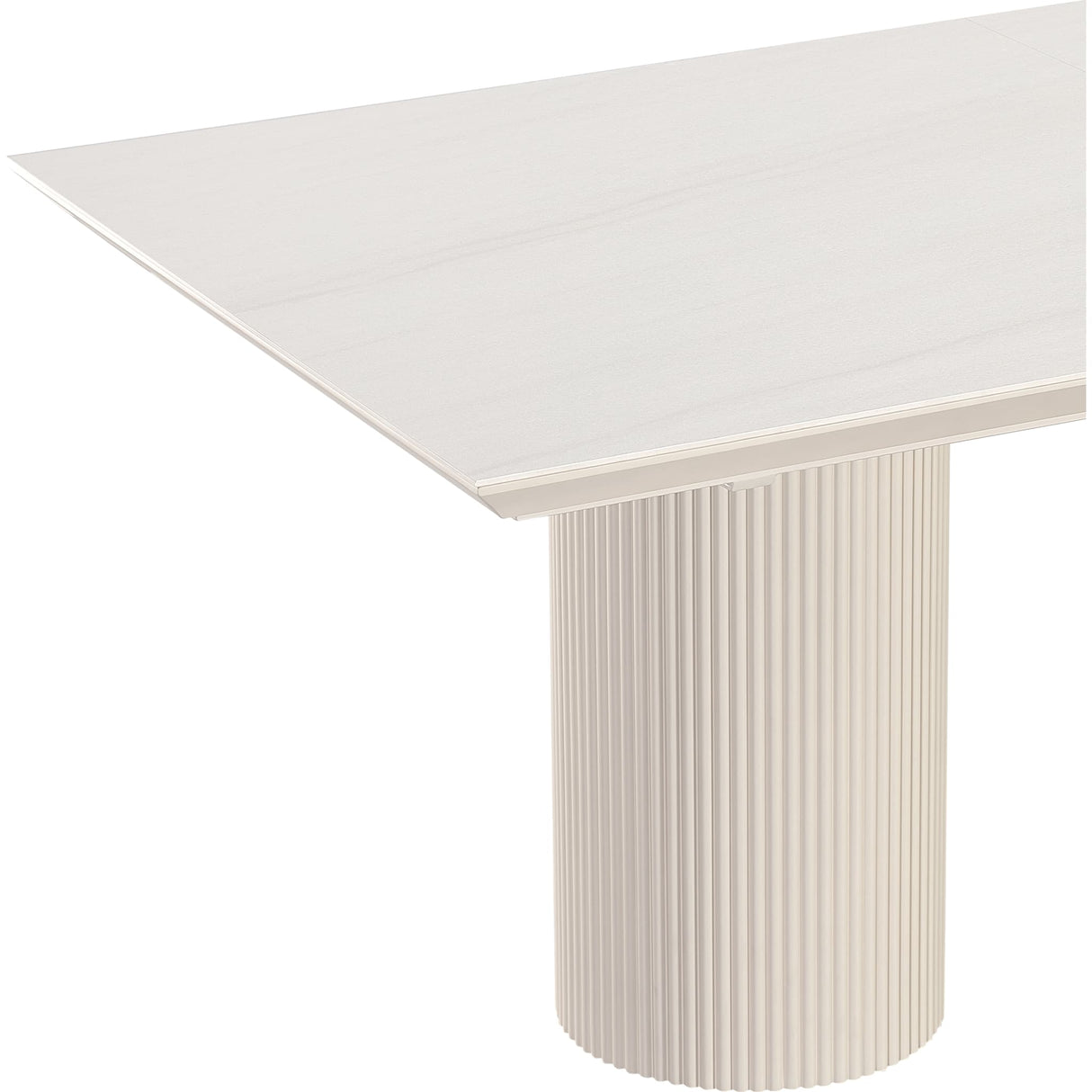 Cannon Stone Top Double Pedestal Extension Dining Table with Ivory Wood Base