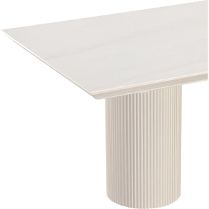 Cannon Stone Top Double Pedestal Extension Dining Table with Ivory Wood Base