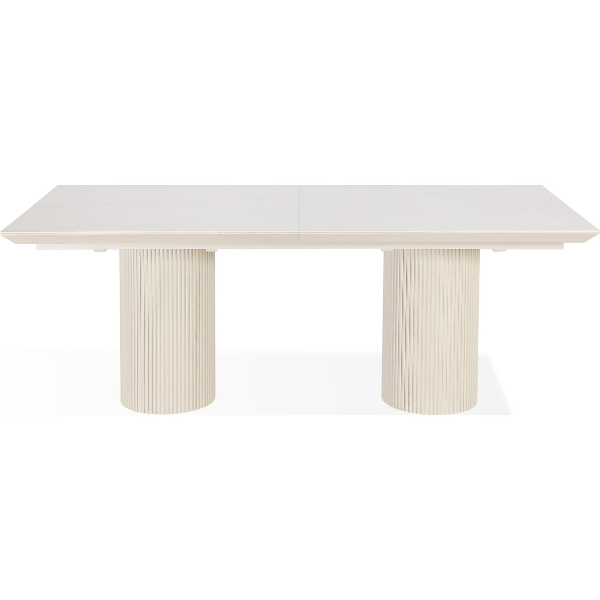 Cannon Stone Top Double Pedestal Extension Dining Table with Ivory Wood Base