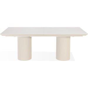 Cannon Stone Top Double Pedestal Extension Dining Table with Ivory Wood Base