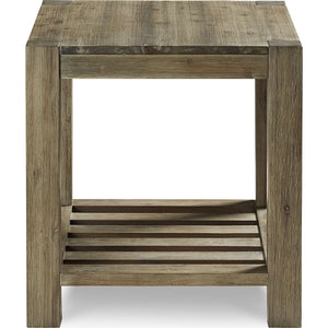 Canyon Solid Wood Rectangular End Table in Washed Grey