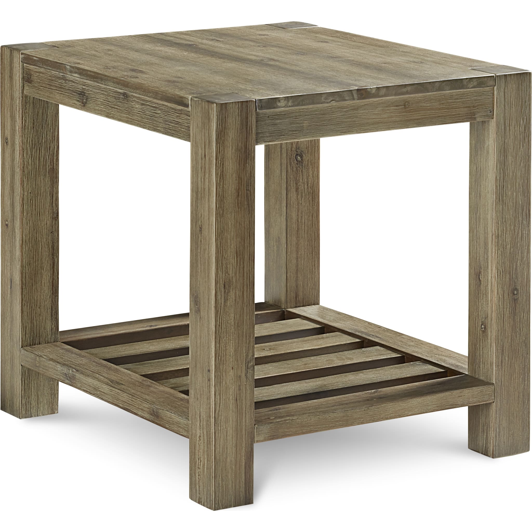 Canyon Solid Wood Rectangular End Table in Washed Grey