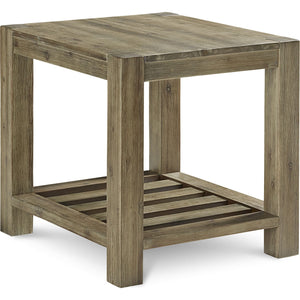 Canyon Solid Wood Rectangular End Table in Washed Grey