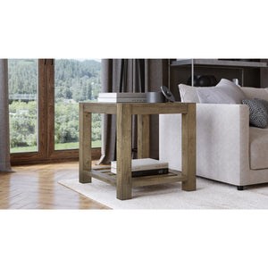 Canyon Solid Wood Rectangular End Table in Washed Grey