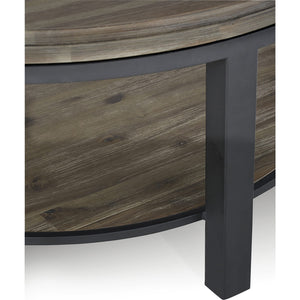Canyon Solid Wood and Metal Round Coffee Table in Washed Grey