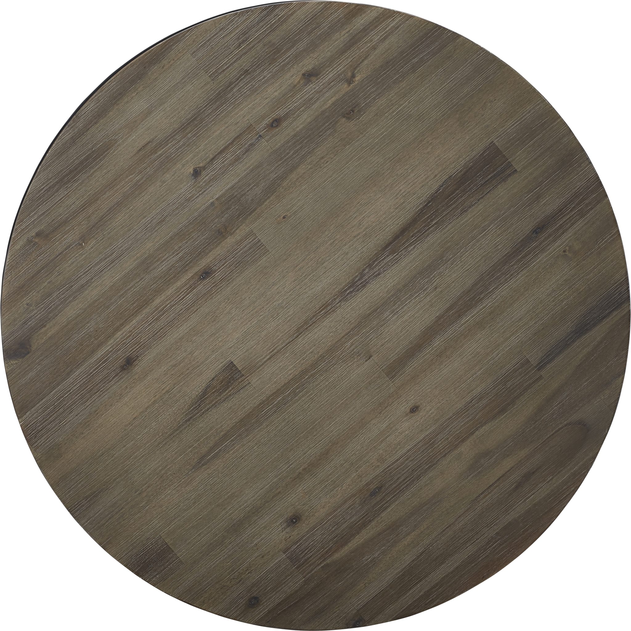 Canyon Solid Wood and Metal Round Coffee Table in Washed Grey