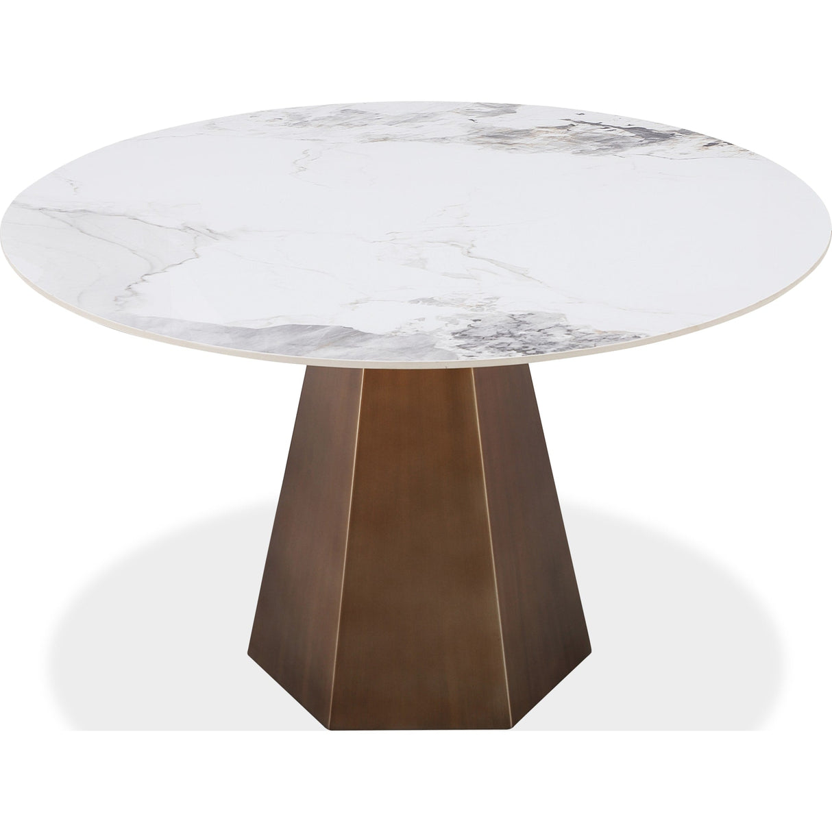 Carmel Stone Top Round Dining Table in Chanelle and Bronze