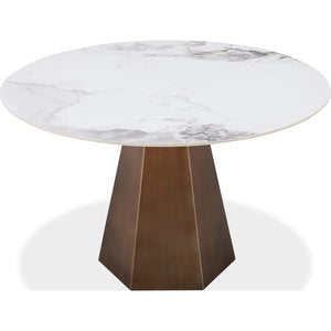 Carmel Stone Top Round Dining Table in Chanelle and Bronze