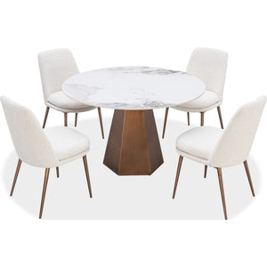 Carmel Stone Top Round Dining Table in Chanelle and Bronze
