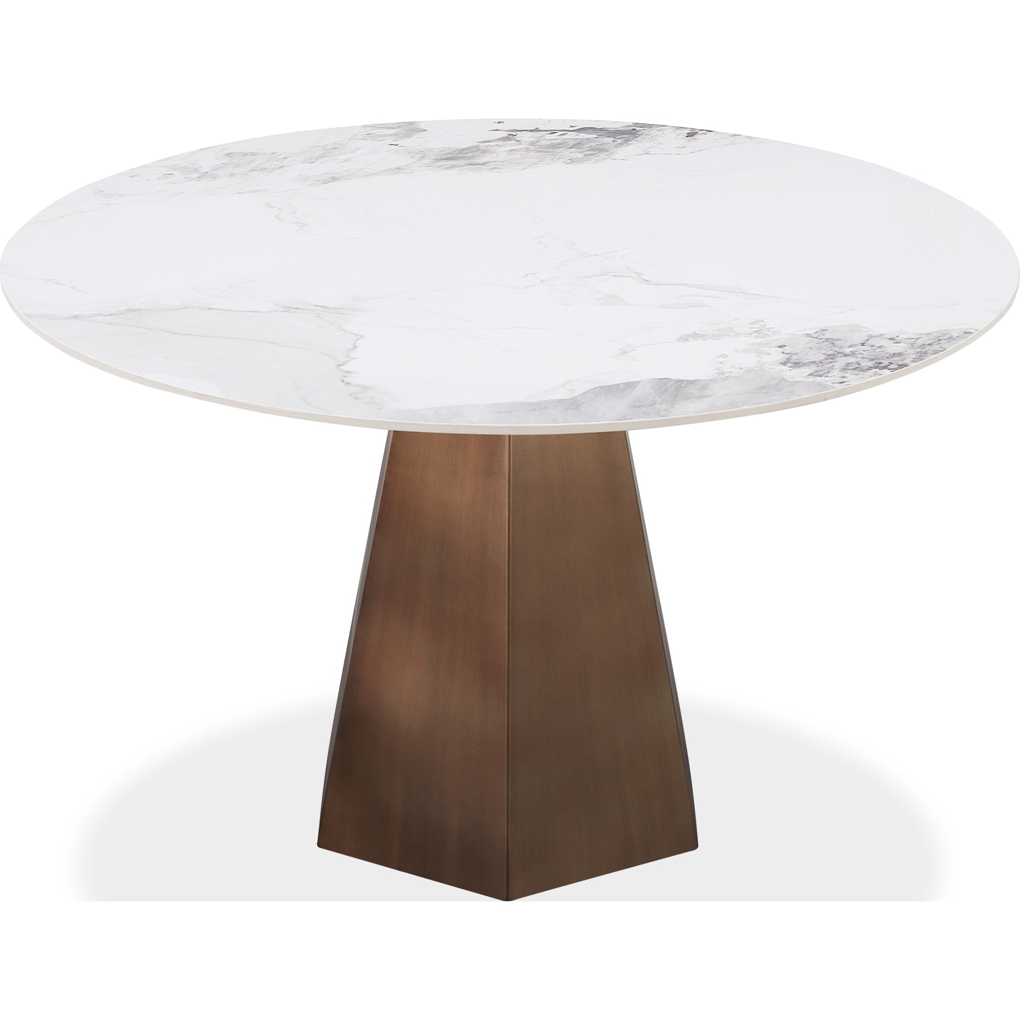 Carmel Stone Top Round Dining Table in Chanelle and Bronze