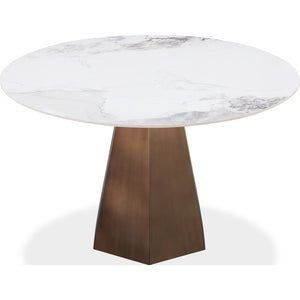 Carmel Stone Top Round Dining Table in Chanelle and Bronze