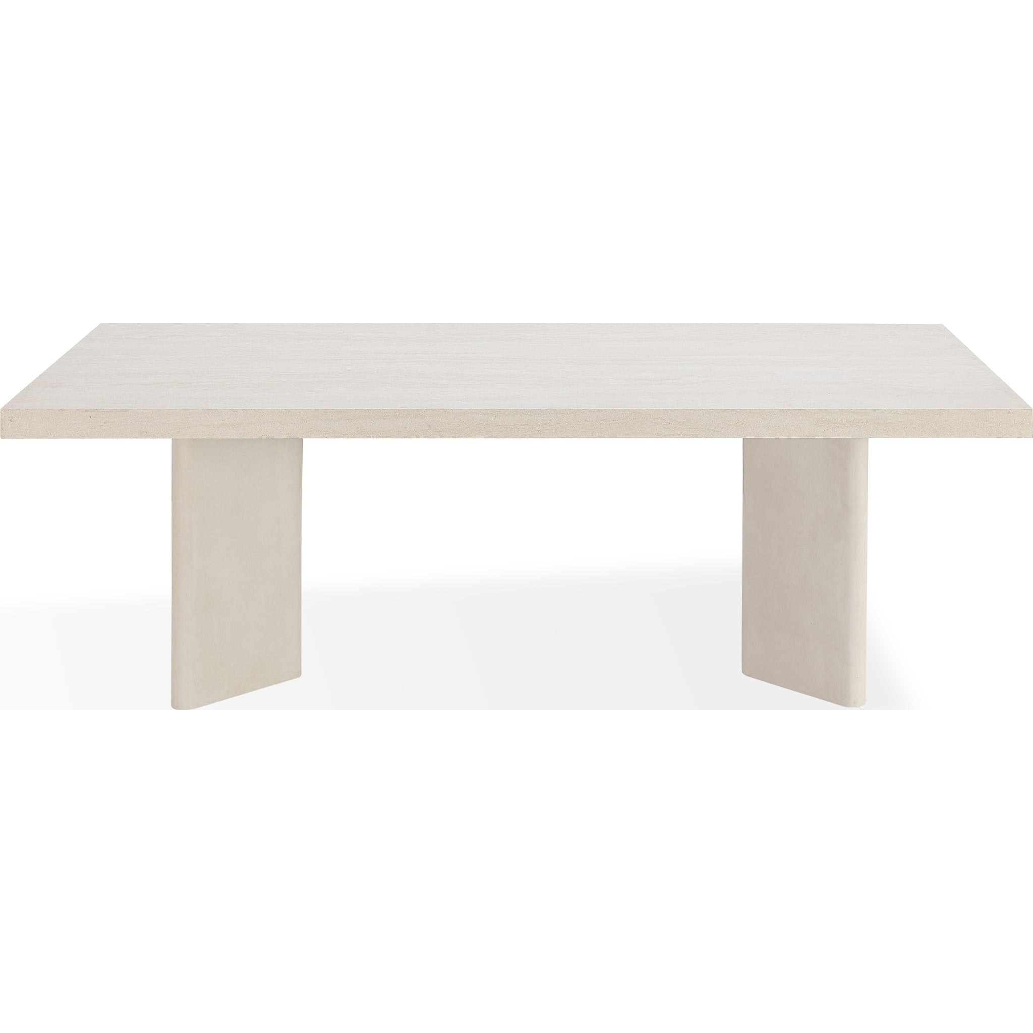 Caye Stone Top Double Pedestal Dining Table with Ivory Cement Base