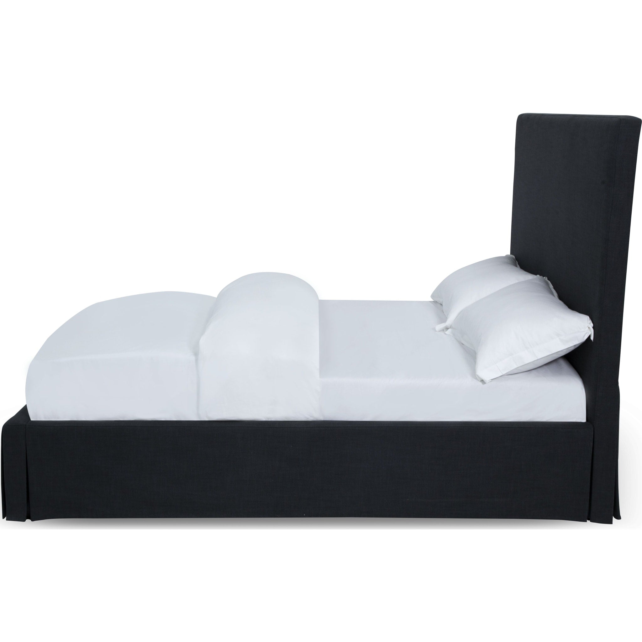 Cheviot UpholsteredSkirted Panel Bed in Iron