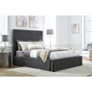 Cheviot UpholsteredSkirted Panel Bed in Iron