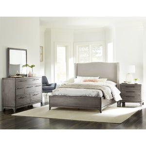 Cicero Upholstered Wingback Bed in Slate Grey