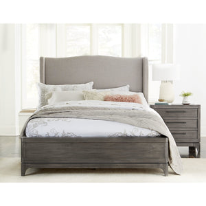 Cicero Upholstered Wingback Bed in Slate Grey