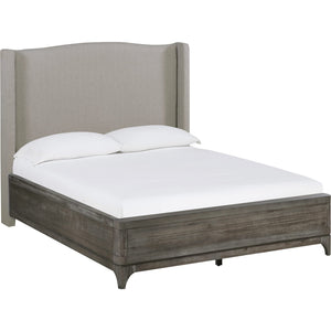 Cicero Upholstered Wingback Bed in Slate Grey